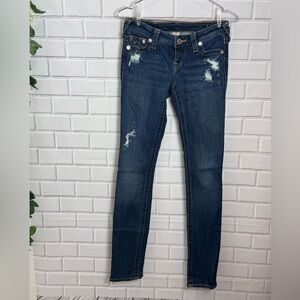 True Religion Stella Destroy Crystal Skinny Jeans Women's Size 26